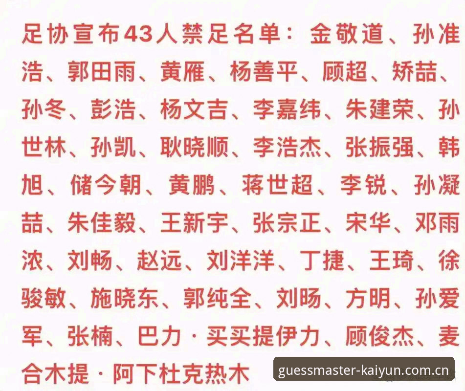 Kaiyun竞猜注册地址最新版 足协第三批禁足名单公布最新进展:17人终身禁足,老球迷连夜梳理名单脉络